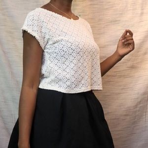 Open Knit Lace Crop Top